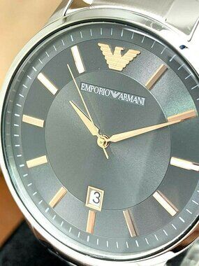 Emporio Armani Men's Watch AR11179 Quartz Gray Dial Silver Stainless Steel 43mm